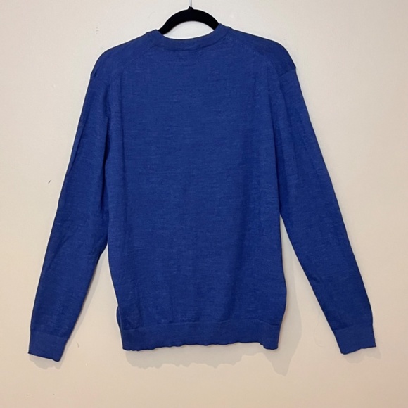 Ibex Wool Blend V-Neck Long Sleeve Pullover Sweater - Men's Size M - Blue - Picture 2 of 8